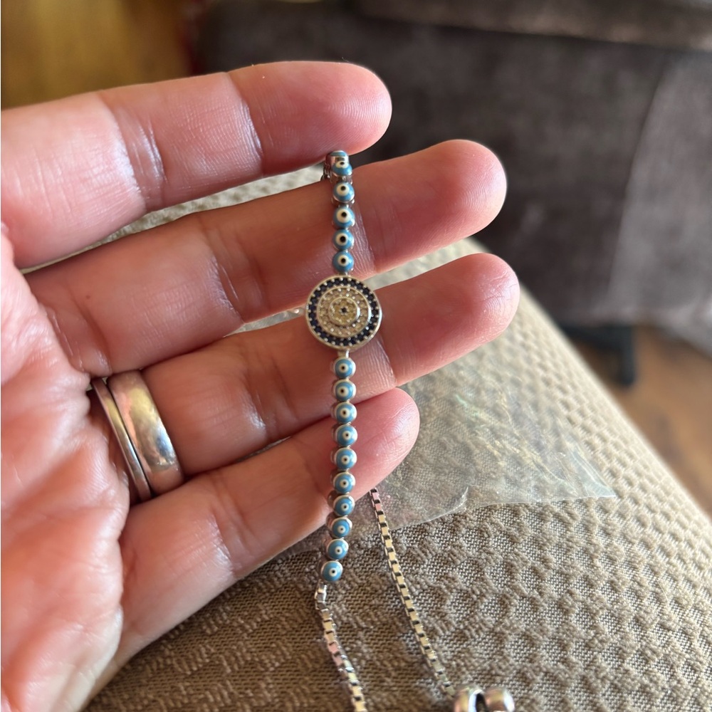 Elegant Silver and Blue Beaded Bracelet